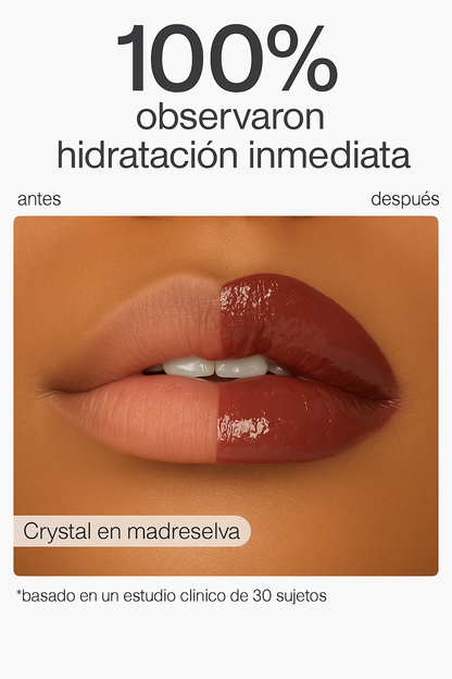 Voluminizador de labios con brillo cristalino y acabado jugoso 2x1