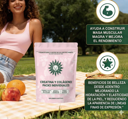 Stick de Creatina y Colágeno-5g de Monohidrato de Creatina Creapure + 1g de Colágeno MoriKol - Apoya la Fuerza, la Recuperación y la Salud de la Piel (30 sobres)